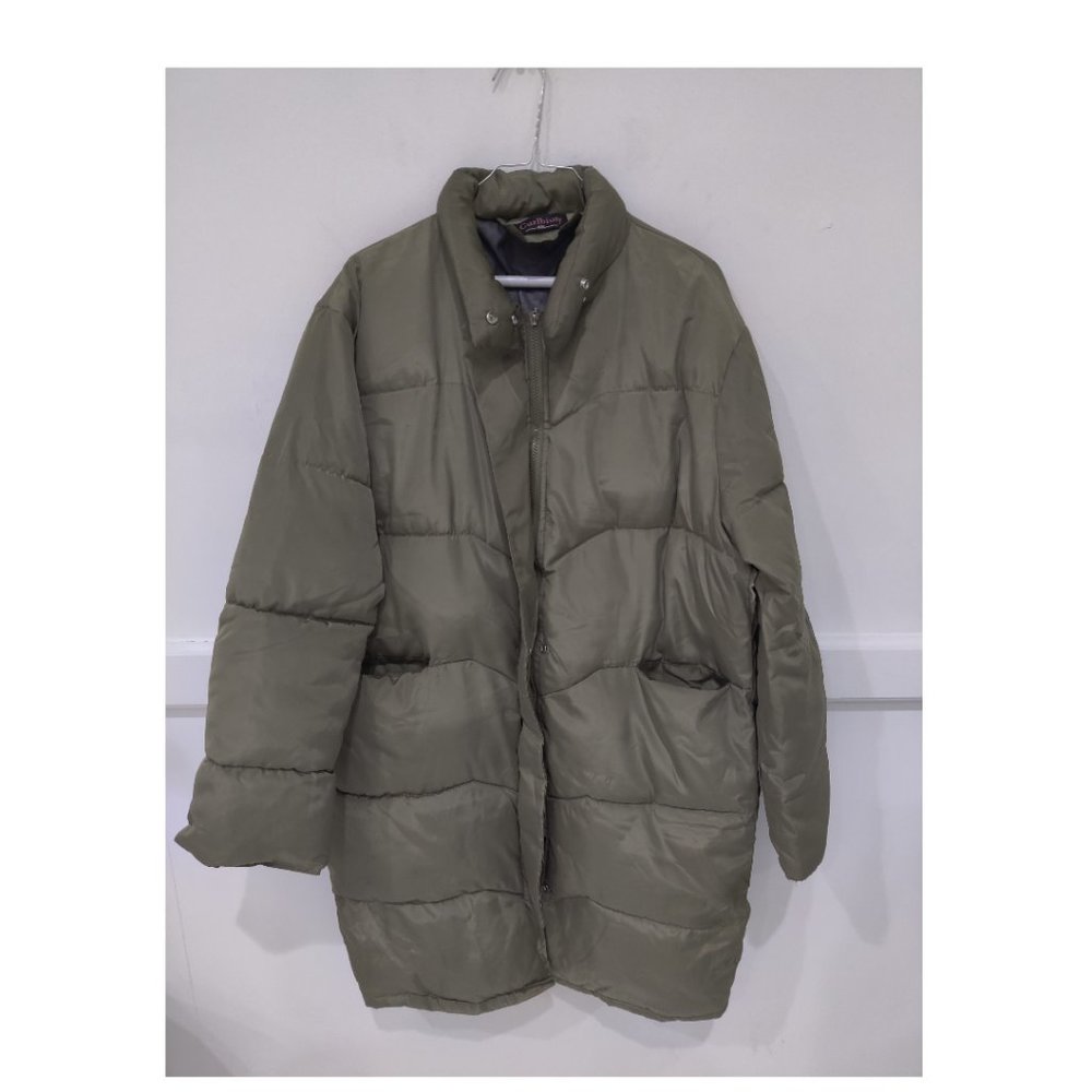 DEFECT Curlbiuty Women's Long Puffer Jacket City Coat Size XXL Olive $80 CC129